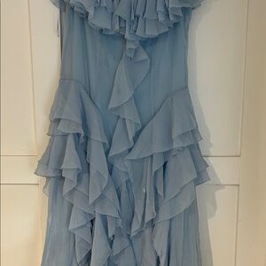 Aje Blue Ruffled Maxi Dress